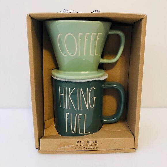 Rae Dunn Central Camping Collection HIKING FUEL pour over coffee filter and mug - Picture 1 of 4